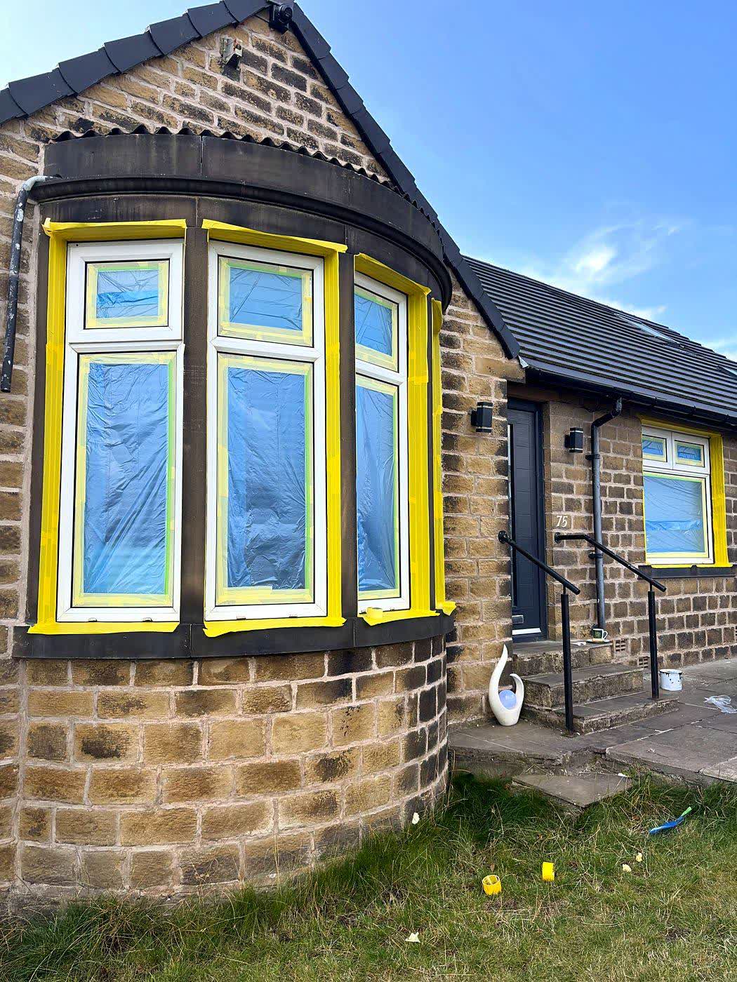 Before: bay window masked ready to spray