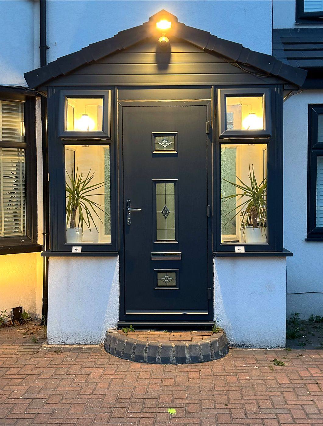 Front door and porch after a respray