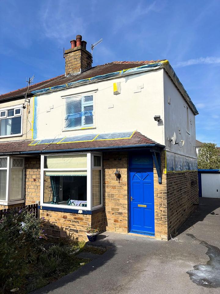 Rendered semi with blue door